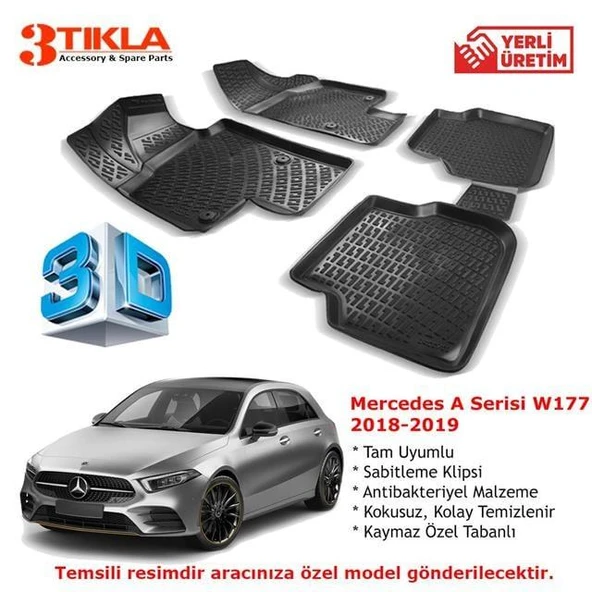 Mercedes A Serisi W177 2018-2019 Premium 3D Havuzlu Paspas Seti ürün görseli 1