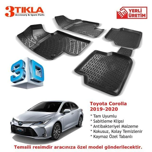 Toyota Corolla 2019-2020 Premium 3D Havuzlu Paspas Seti ürün görseli 1