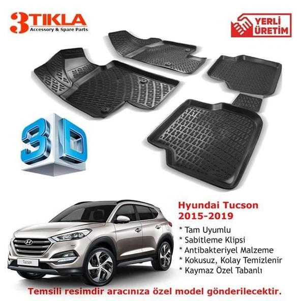 Hyundai Tucson 2015-2020 Premium 3D Havuzlu Paspas Seti ürün görseli 1