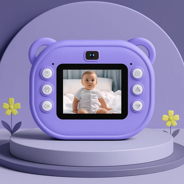 QASUL Çocuklar İçin Siyah-Beyaz Yazıcı Eğlenceli Fotoğraf Makinesi  Oyunlar ve Çift Kamera Müzik Bir Arada - 2