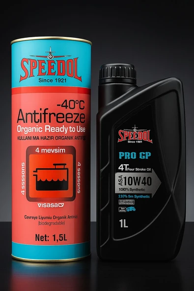 SPEEDOL PRO GP 10W40 SENTETİK MOTOSİKLET YAĞI VE 1.5 LT ORGANİK ANTİFRİZ