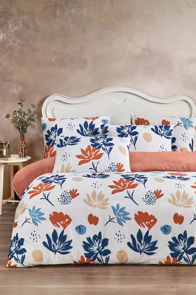 LaLiva Modern Çiçekli Pamuk Nevresim Takımı-çift Kişilik-çarşafı Lastikli-bali Esintisi ürün görseli