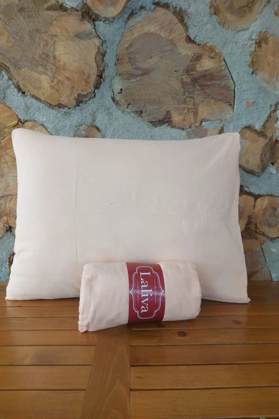 LaLiva Çift Kişik Lastikli Çarşaf 2 Adet Yastık Kılıfı Somon Fitted - Resim 3