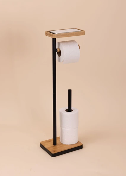 The Mia Tepsili Tuvalet Kağıdı Standı Siyah GLV0756 - Resim 3