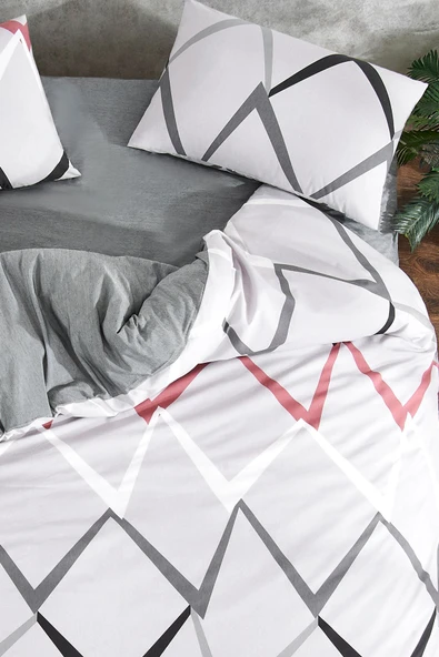 LaLiva Bumerag Çarşafı Lastikli Çift Kişilik Nevresim Takımı - Resim 4