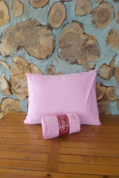LaLiva Çift Kişik Lastikli Çarşaf + 2 adet yastık kılıfı Pembe Fitted - Resim 2