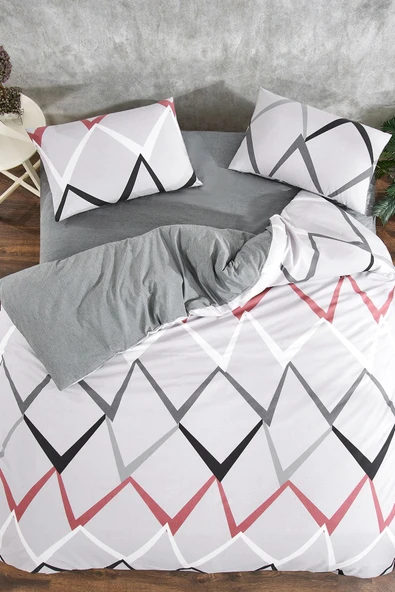 LaLiva Bumerag Çarşafı Lastikli Çift Kişilik Nevresim Takımı - Resim 2