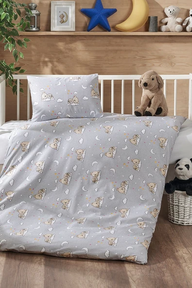 LaLiva %100 Dogal Pamuk Akfil Kumaş Uyuyan Bebek Nevresim Takımı