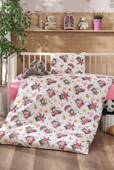 LaLiva Pilotlu Bebek Nevresim Takımı %100 Pamuk Doğal Sağlıklı Akfil-Poplin Kumaş  Organik Pamuk - Resim 2