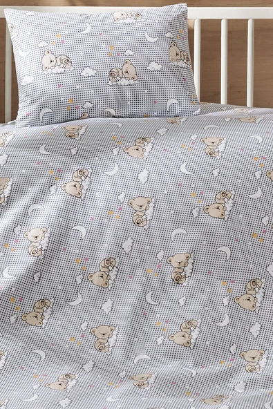 LaLiva %100 Dogal Pamuk Akfil Kumaş Uyuyan Bebek Nevresim Takımı - 3