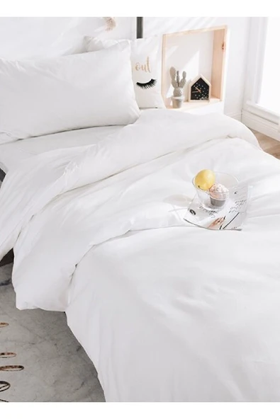 LaLiva Çarşafı Lastikli Doğal Sağlıklı Pamuk Beyaz-beyaz Tek Kişilik Nevresim Takımı ürün görseli