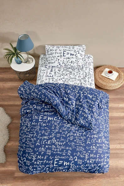 LaLiva Fizik Formüllü Tek Kişilik Nevresim Takımı Çarşafı Lastikli Lacivert ürün görseli