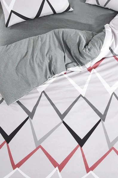 LaLiva Bumerag Çarşafı Lastikli Çift Kişilik Nevresim Takımı - Resim 5