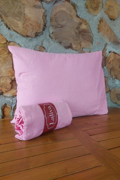 LaLiva Çift Kişik Lastikli Çarşaf + 2 adet yastık kılıfı Pembe Fitted ürün görseli