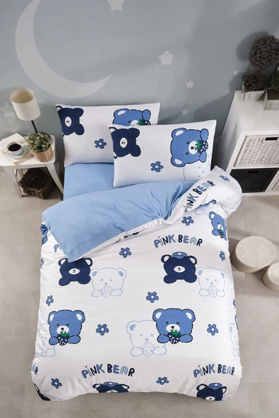 LaLiva Çarşafı Lastikli Ayıcıklı Mavi Çocuk Nevresim Takımı - 2