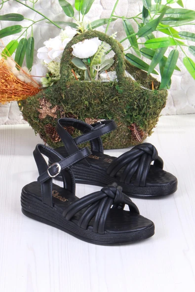 Fort 05-2077 Soft Rahat Toka Detaylı Büzgülü Bant Kadın Sandalet - Resim 4