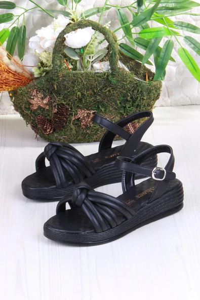 Fort 05-2077 Soft Rahat Toka Detaylı Büzgülü Bant Kadın Sandalet - Resim 5