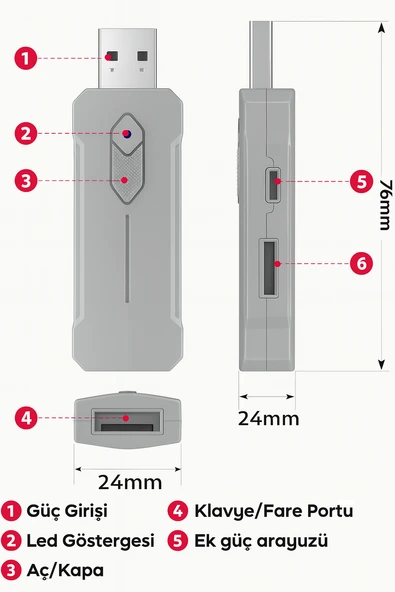 Klavye ve Fare Konsolu Denetleyici Dönüştürücü Adaptör Desteği Android Telefonlar İçin - 5