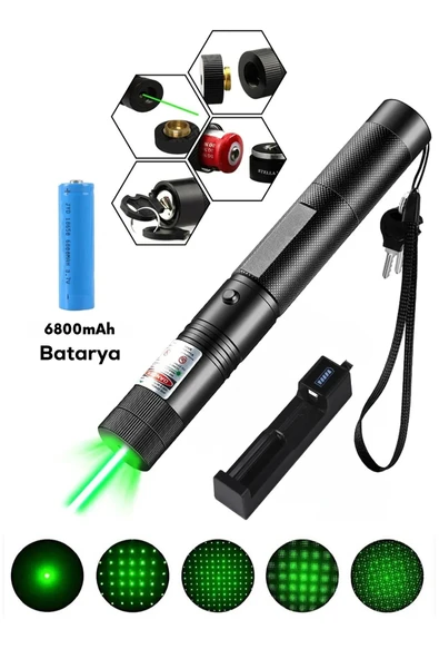 Turbo X Yeşil Şarjlı Lazer Pil Anahtar - Uzun Menzilli, Güçlü Ve Çoklu Işık Efektli Er