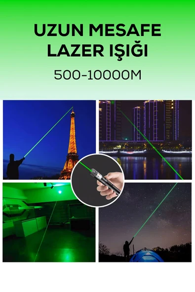 Turbo X Yeşil Şarjlı Lazer Pil Anahtar - Uzun Menzilli, Güçlü Ve Çoklu Işık Efektli Er - 6