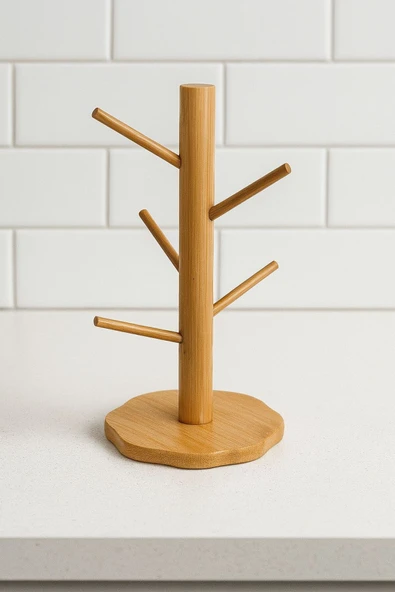 Bambu Fincan Rafı, Bambu Bardaklık (35CM) - 2