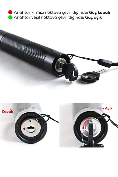 Turbo X Yeşil Şarjlı Lazer Pil Anahtar - Uzun Menzilli, Güçlü Ve Çoklu Işık Efektli Er - 4