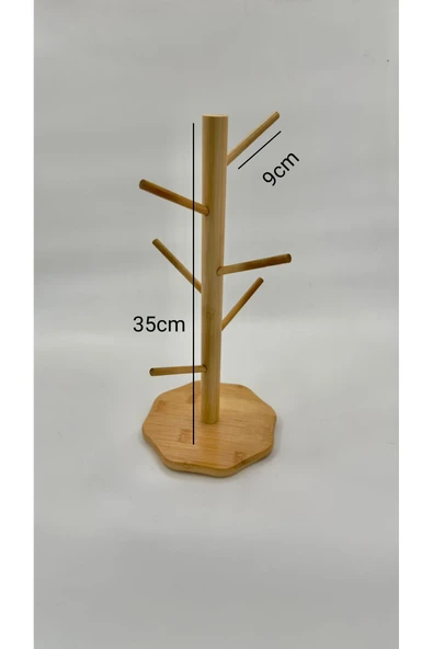 Bambu Fincan Rafı, Bambu Bardaklık (35CM) - 5