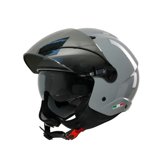 Sway SW 765 Güneş Vizörlü Yarım Motosiklet Kaskı Nardo Gri - Resim 4