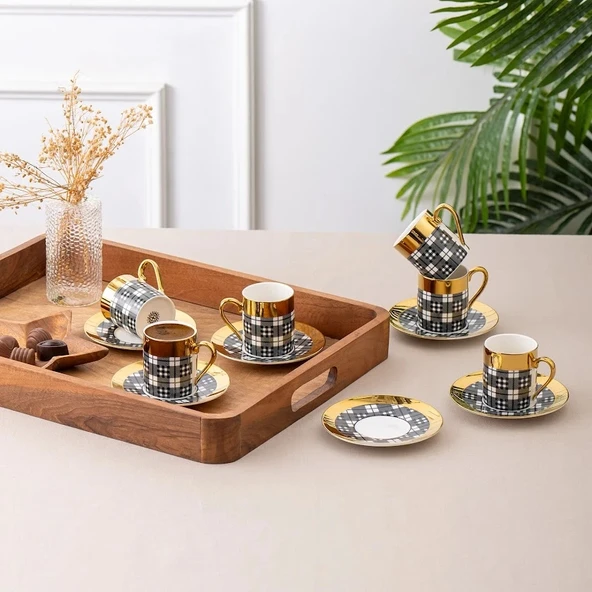 İstanbul Porselen Deren 6'lı Kahve Fincan Takımı 90 ml ürün görseli 1