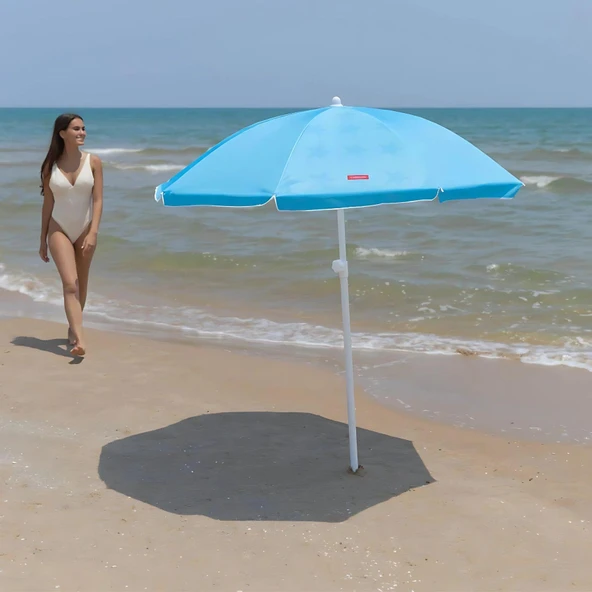 CYNDI - YILDIZ BASKILI MAVI PLAJ SEMSIYESI - 4