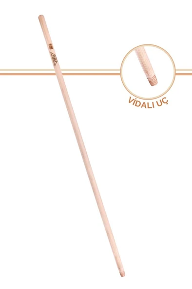Vidalı Ağaç Sap 120 Cm FT730, Çekpas Sopası Paspas Fırça Faraş Süpürge Mop Sapı (Standart Vidalı Uç) ürün görseli 1