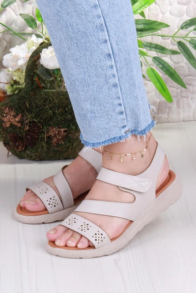 Fort 35851 Mavişim Rahat Esnek Çırt Bağlamalı Kadın Sandalet - Resim 8