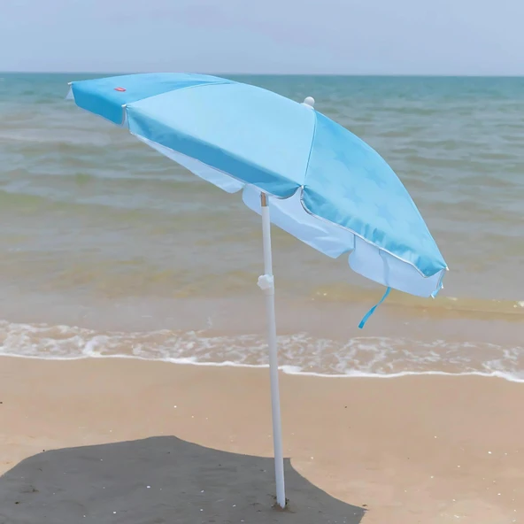 CYNDI - YILDIZ BASKILI MAVI PLAJ SEMSIYESI - 6