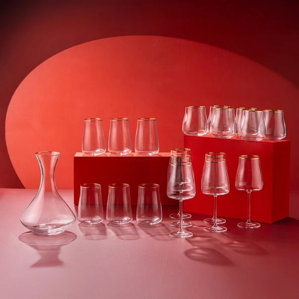 Emsan Brillante 19 Parça Bardak Seti Gold ürün görseli 1