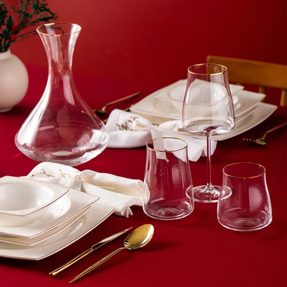 Emsan Brillante 19 Parça Bardak Seti Gold - Resim 4