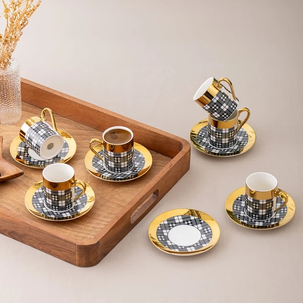 İstanbul Porselen Deren 6'lı Kahve Fincan Takımı 90 ml - Resim 9