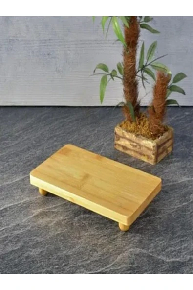 Bambu Top Ayaklı Dikdörtgen Düz Stant, Bambu Sunumluk (30x20) - 1