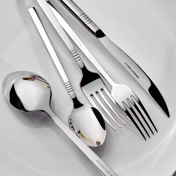 Karaca Elegance Nil Platin 12 Kişilik 84 Parça Çatal Kaşık Bıçak Takımı - Resim 2