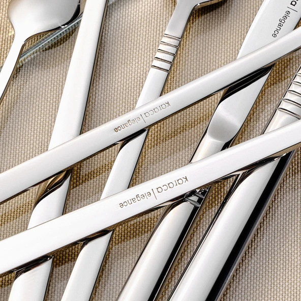 Karaca Elegance Nil Platin 12 Kişilik 84 Parça Çatal Kaşık Bıçak Takımı - Resim 4