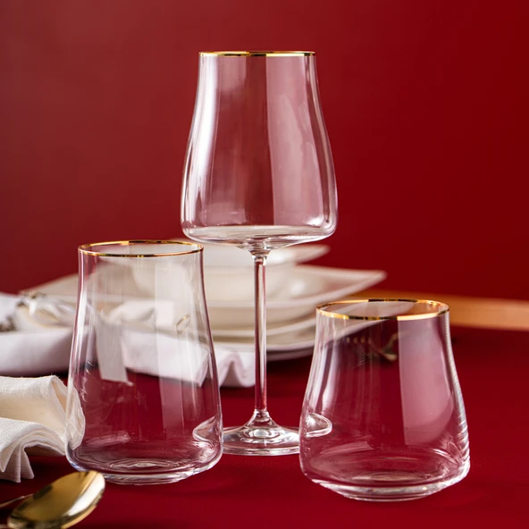 Emsan Brillante 19 Parça Bardak Seti Gold - Resim 5