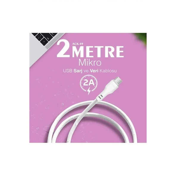 ACL ACK-49 2A PVC 2mt Mikro Kablo USB Kablo - Resim 2