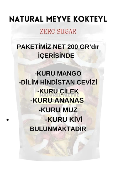 SELKUR (KARIŞIK KURU MEYVE) Natural Meyve Kokteyl 200 gr (SIFIR ŞEKER-ZERO SUGAR) - 4