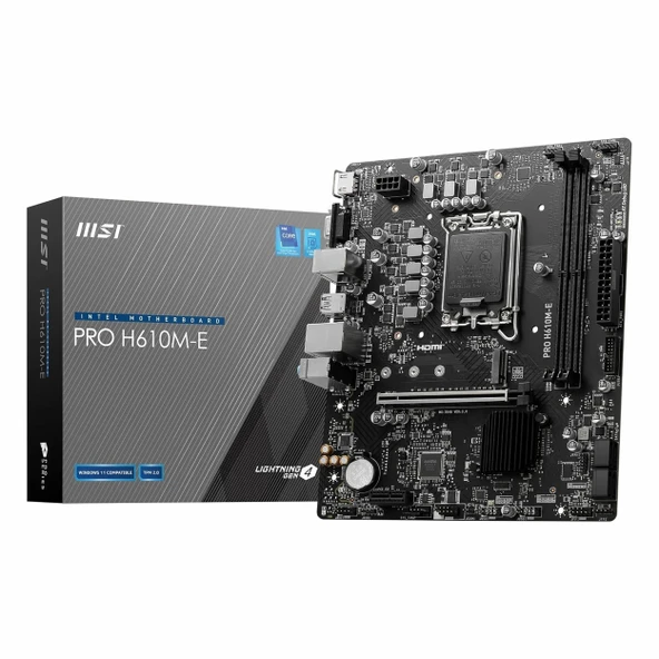 MSI Pro H610M-E DDR5 (5600MHz)OC M.2 VGA/HDMI PCIe 4.0 1700P mATX Anakart ürün görseli 1