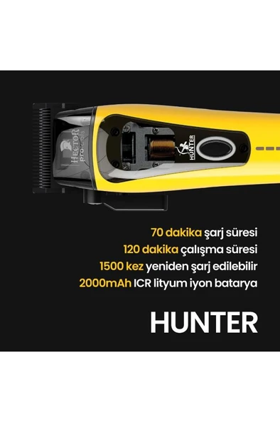 Hector Hunter Profesyonel Saç Tıraş Makinesi Sarı Siyah - 7