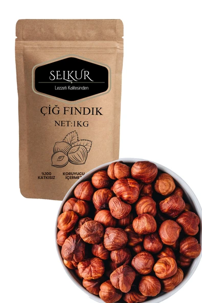 SELKUR  Çiğ Fındık 1kg Doypack Ambalaj Iri Tane