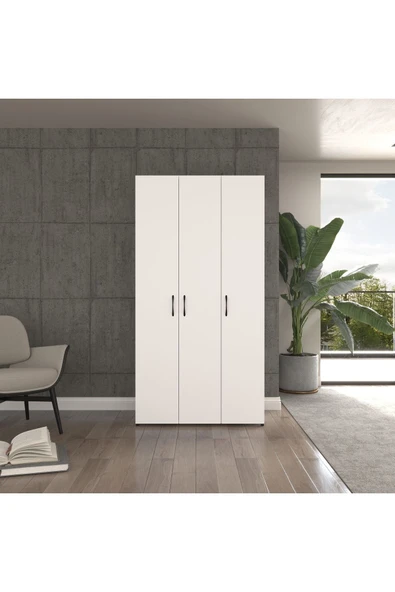 UGİ 3 kapaklı beyaz elbise dolabı / toparlayıcı / çok amaçlı dolap beyaz90 - Resim 3