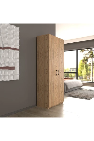 lilyum 2 kapaklı 5 katlı çok amaçlı / elbise dolabı / saklama dolabı çam70 ürün görseli