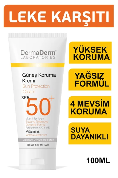 Dermaderm 5 Adet Spf 50+ Güneş Koruma Vitaminli Yüz ve Vücut Güneş Kremi 5 x 100ML. - 3