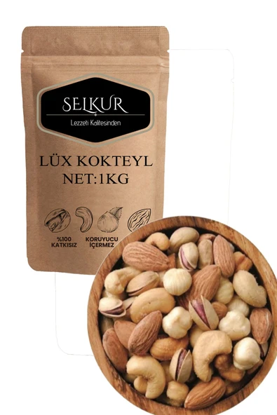 SELKUR  Lüx Karışık Kuruyemiş Kokteyl 1kg(KAJU-BADEM-FINDIK-ANTEP FISTIĞI EŞİT MİKTAR)