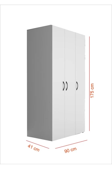 UGİ 3 kapaklı beyaz elbise dolabı / toparlayıcı / çok amaçlı dolap beyaz90 - Resim 4